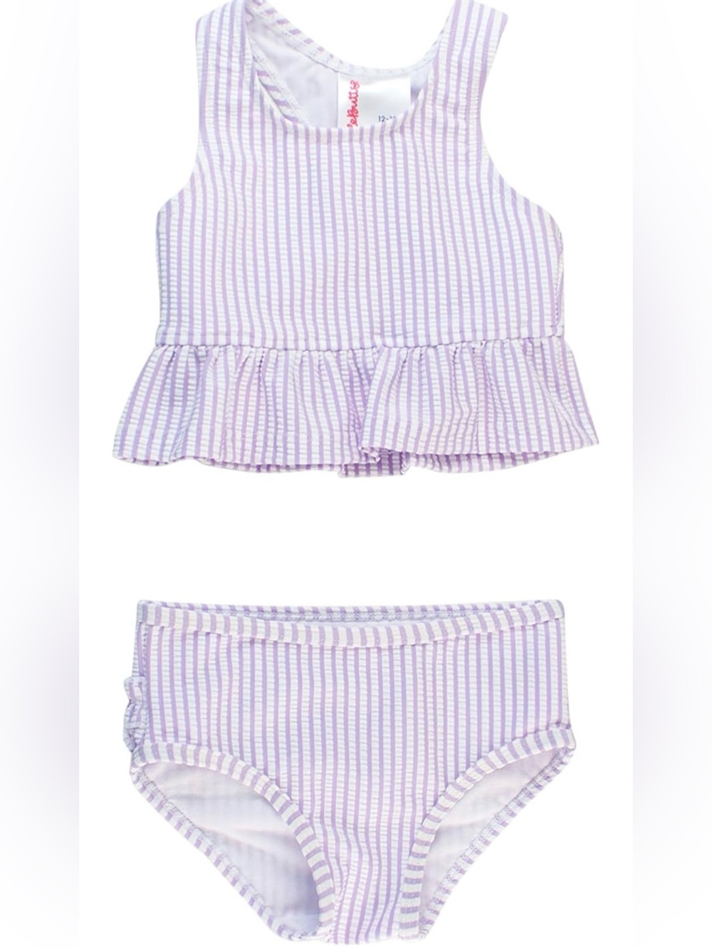 RuffleButts Girls UPF50+ Sun Protection One Shoulder Ruffle Tankini 6-12mo